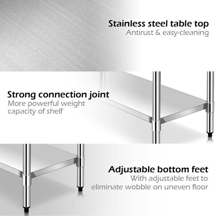 30 x 48 Stainless Steel Food Prep and Work Table Commercial Kitchen Table Silver Image 10