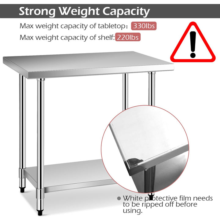 24 x 36 Stainless Steel Food Prep and Work Table Commercial Kitchen Worktable Image 7