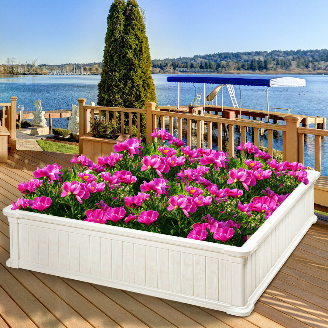 2 Pcs 48.5 Raised Garden Bed Square Plant Box Planter Flower Vegetable White Image 10