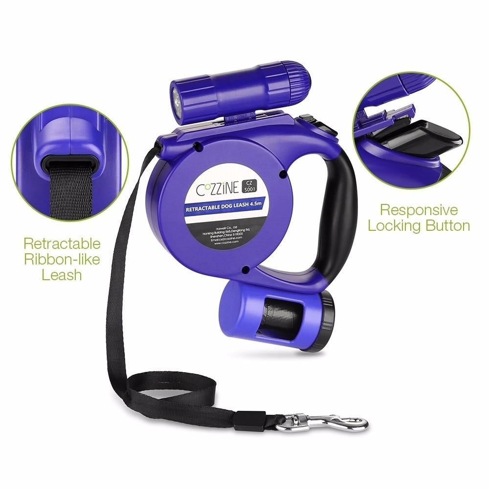 3 In 1 Retractable Dog Leash 15ft Image 5