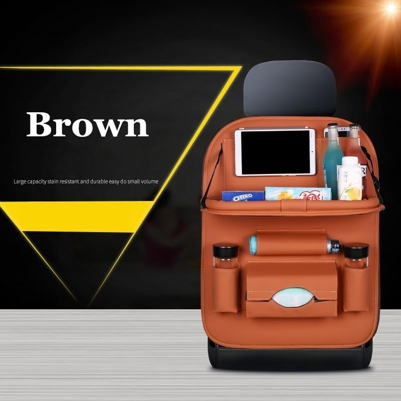 fine Pu Leather Car Seat Back Organizer Image 9