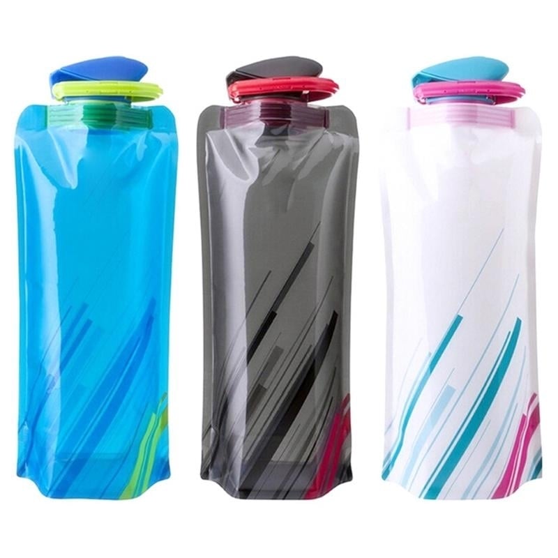 Reusable Sports Travel Portable Collapsible Folding Drink Water Bottle 700mL Image 1