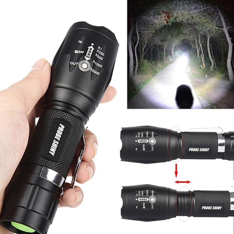 T6 LED Super Bright Adjustable Focus Flashlight Torch Zoomable 6000 Lumens Aluminum Alloy Body Image 2