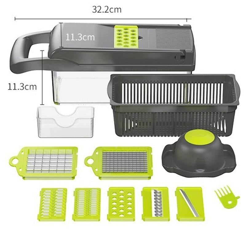 Vegetable Fruit Slicer Cutter Multi-functional Potato Carrot Peeler Grater Drain Basket Kitchen Tool Image 6