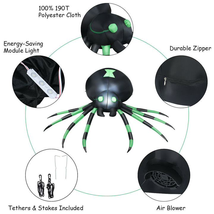 6FT Halloween Inflatable Blow-Up Spider w/ LED Lights Outdoor Yard Decoration Image 6