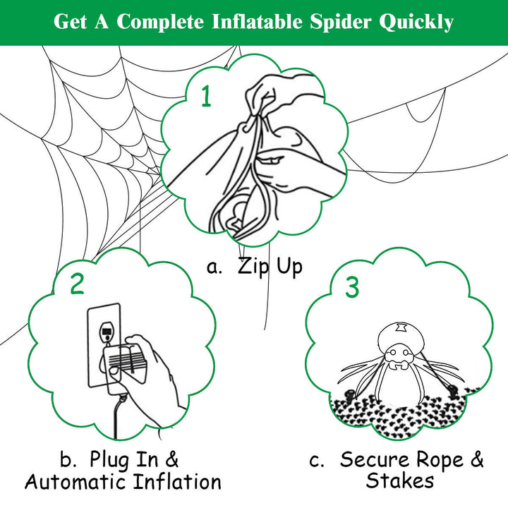 6FT Halloween Inflatable Blow-Up Spider w/ LED Lights Outdoor Yard Decoration Image 8