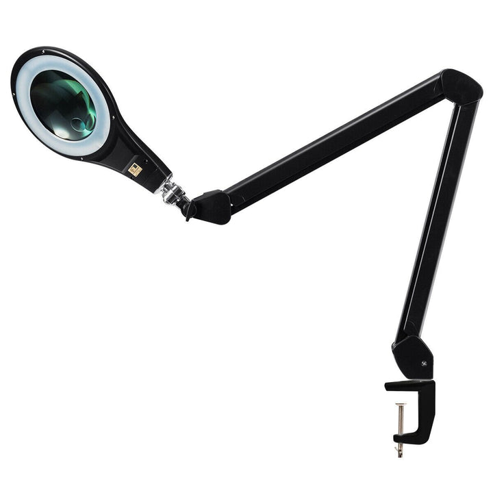 LED Magnifying Glass Desk Lamp w/ Swivel Arm and Clamp 2.25x Magnification Black Image 9