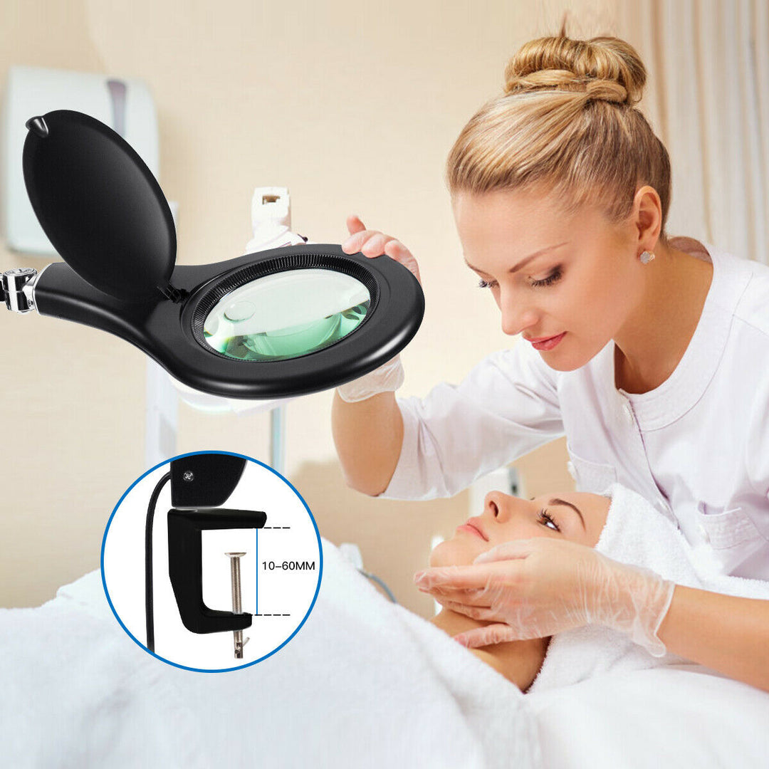 LED Magnifying Glass Desk Lamp w/ Swivel Arm and Clamp 2.25x Magnification Black Image 3