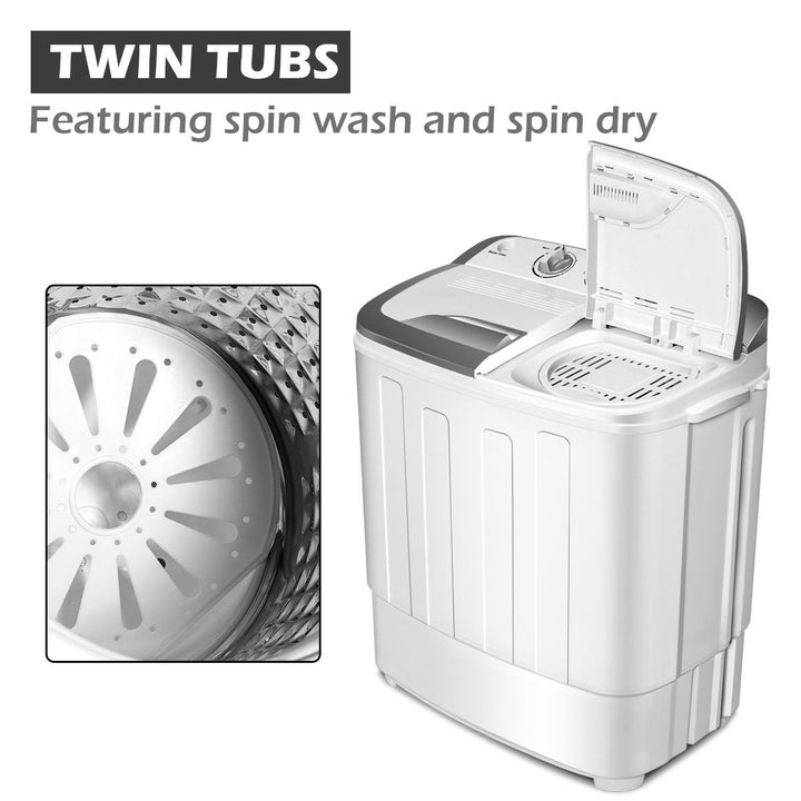 8lbs Compact Mini Twin Tub Washing Machine Washer Spinner Image 5