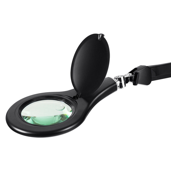 LED Magnifying Glass Desk Lamp w/ Swivel Arm and Clamp 2.25x Magnification Black Image 8