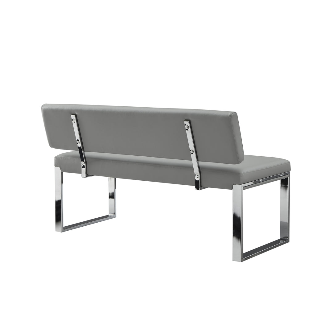 Lilyana Bench-Upholstered-Chrome Legs-Square Geometrical Legs Image 2