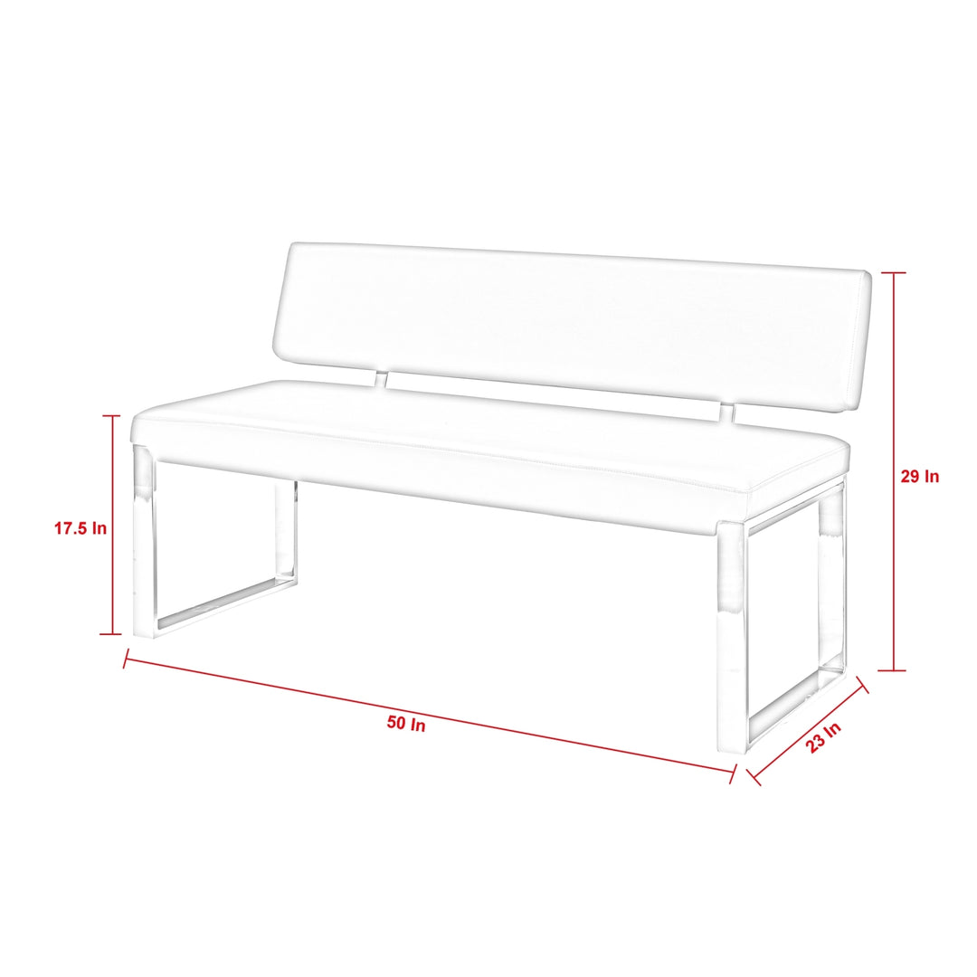 Lilyana Bench-Upholstered-Chrome Legs-Square Geometrical Legs Image 3