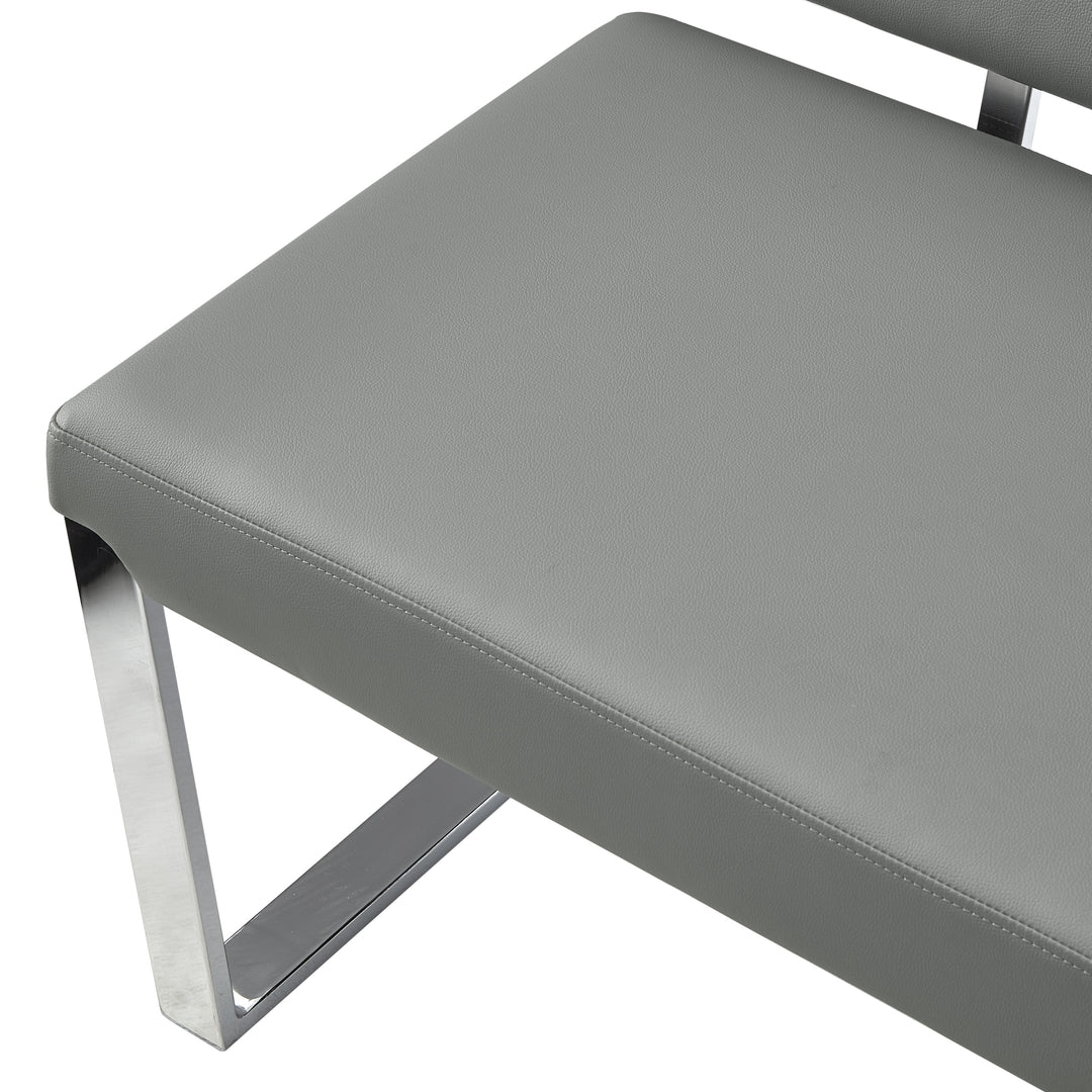 Lilyana Bench-Upholstered-Chrome Legs-Square Geometrical Legs Image 4