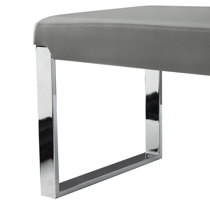 Lilyana Bench-Upholstered-Chrome Legs-Square Geometrical Legs Image 5