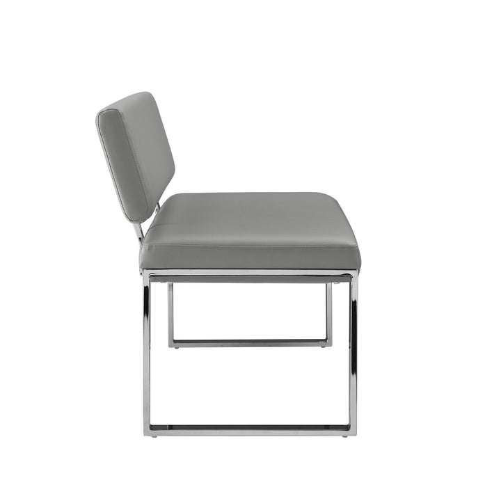 Lilyana Bench-Upholstered-Chrome Legs-Square Geometrical Legs Image 6