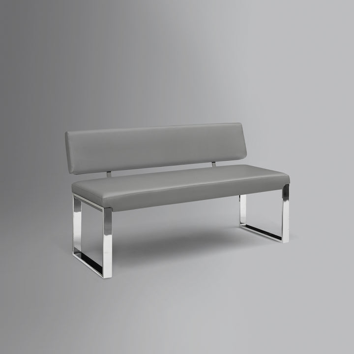 Lilyana Bench-Upholstered-Chrome Legs-Square Geometrical Legs Image 7