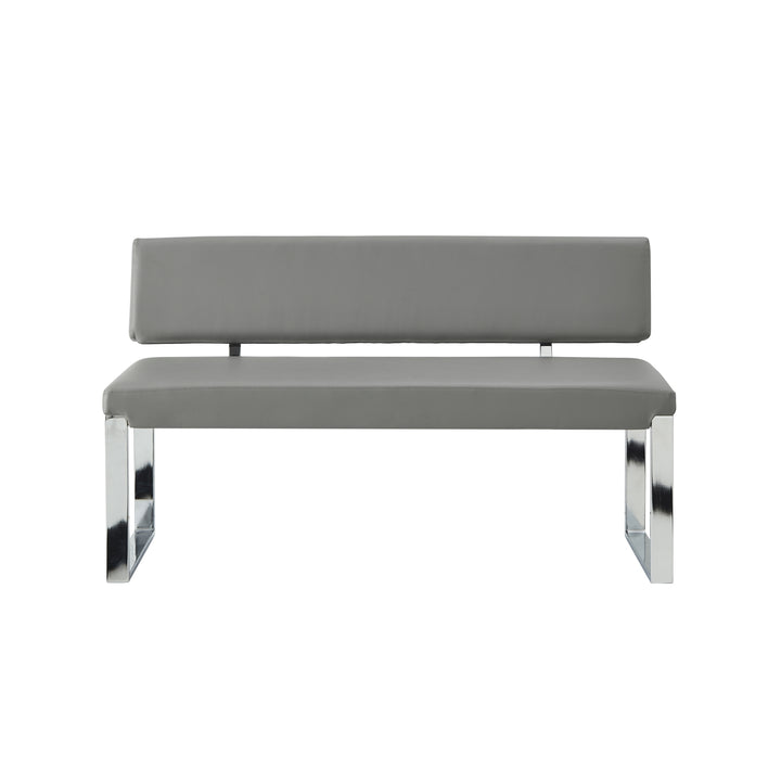 Lilyana Bench-Upholstered-Chrome Legs-Square Geometrical Legs Image 8