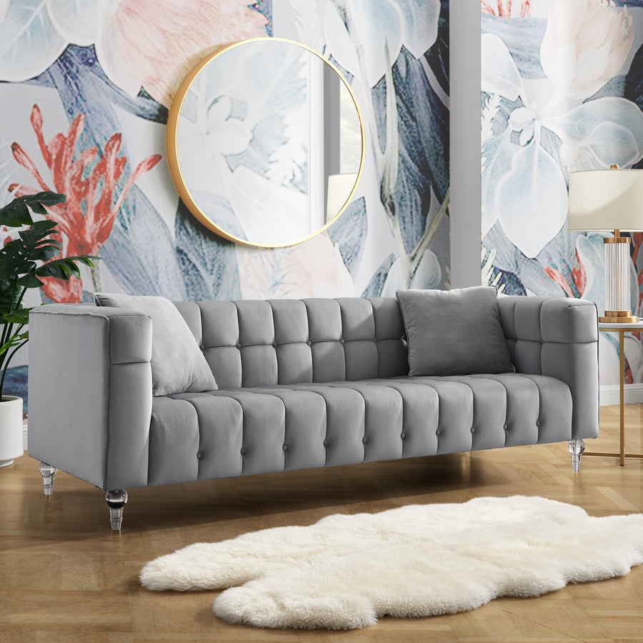 Lyla Sofa-Biscuit Tufted-Lucite Leg-Sinuous Springs Image 1