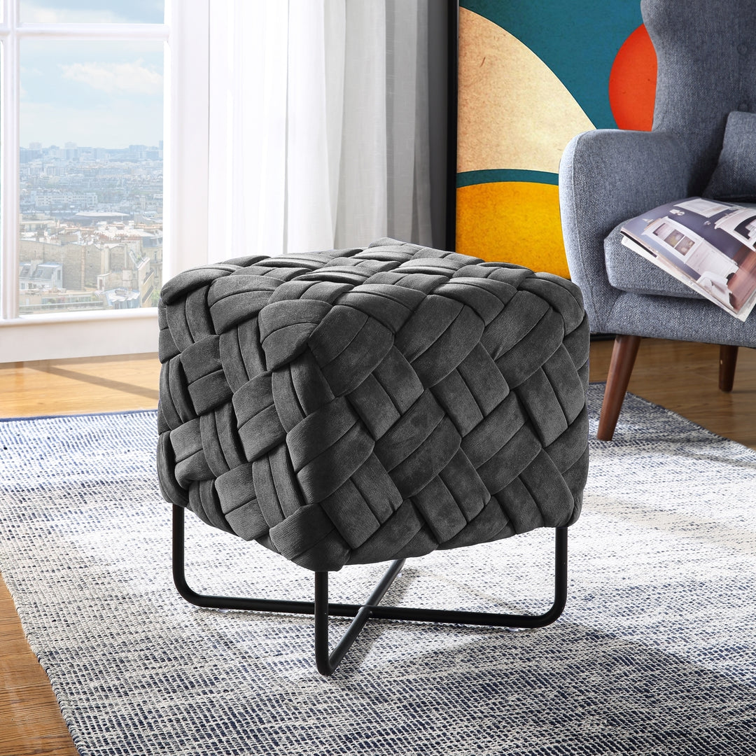 Makenna Ottoman-Upholstered-Hand Woven Image 1