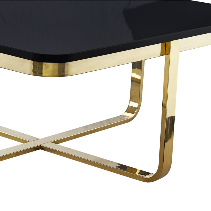 Oleena Coffee Table Modern High Gloss Lacquer 35.4" Stainless Steel Base X-Leg Image 6