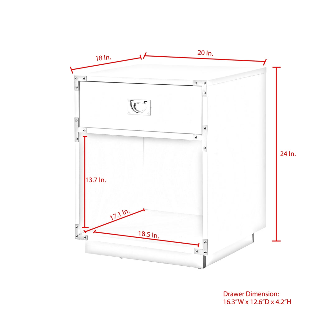 Lebod 1 Drawer High Gloss Side Table Metal Handle Open Storage Eco-Friendly MDF Image 5