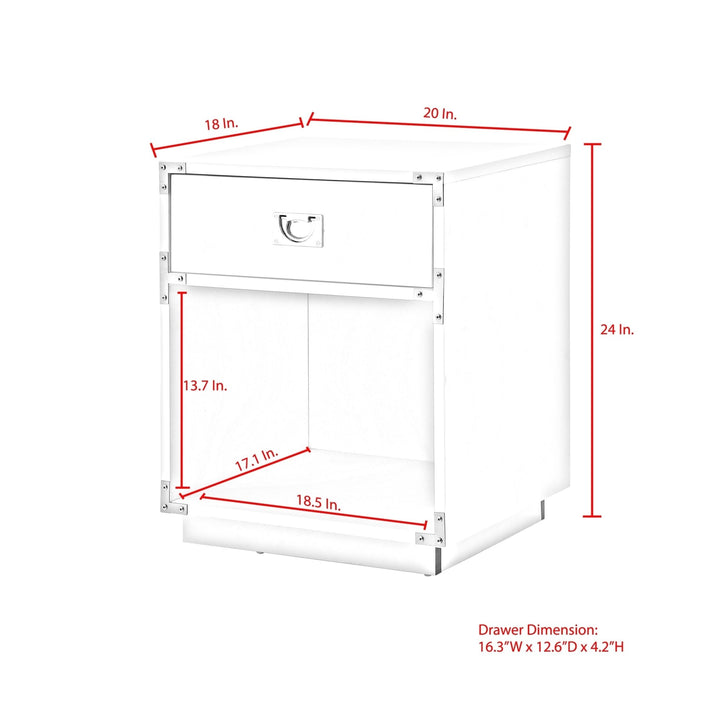 Lebod 1 Drawer Side Table- High Gloss-Metal Handle-Corner Brackets-Inspired Home Image 5