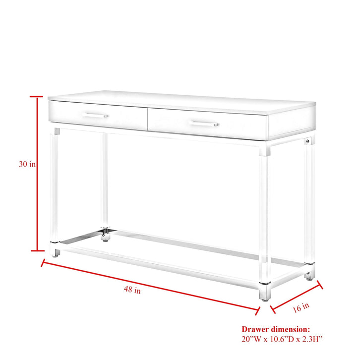 Jerome Console Table-High Gloss-Acrylic Legs-Metal Base-Modern Design Image 8