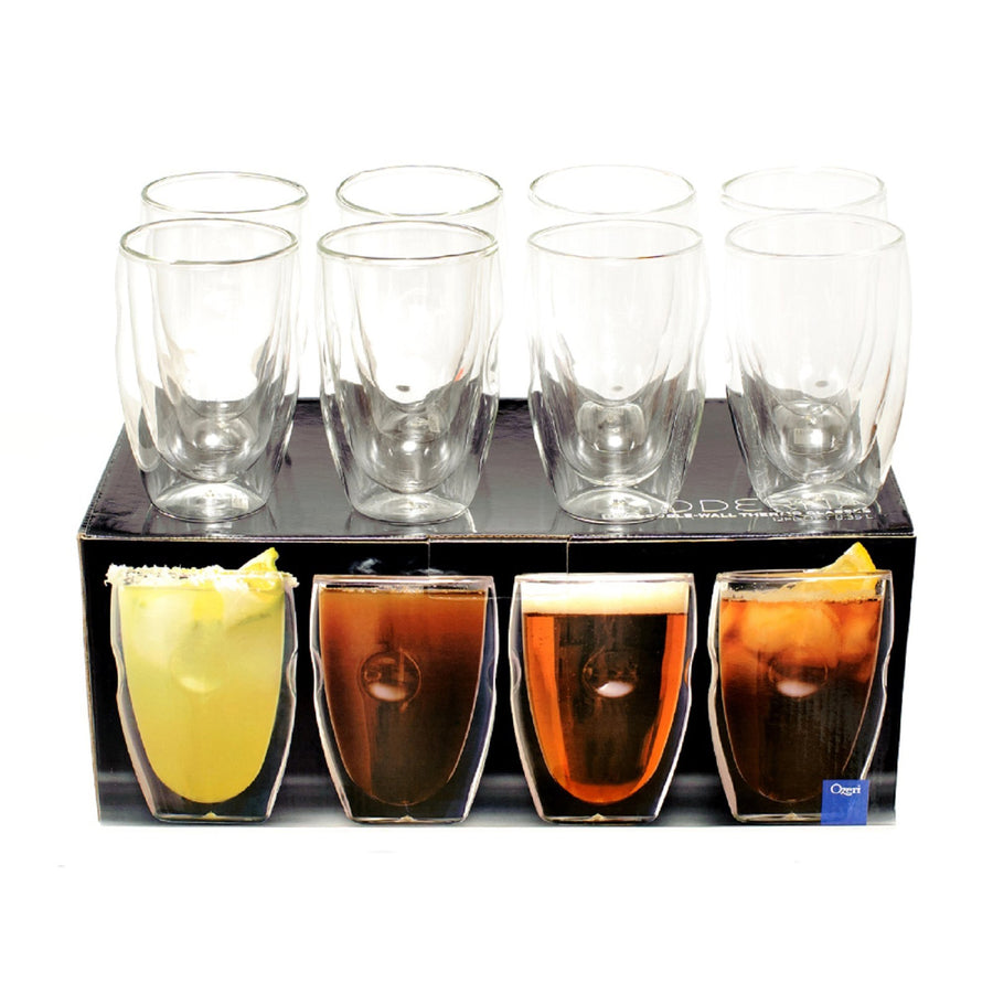 Moderna Artisan Double Wall 12 oz Borosilicate Glasses Set of 8 Drinking Cups Image 1