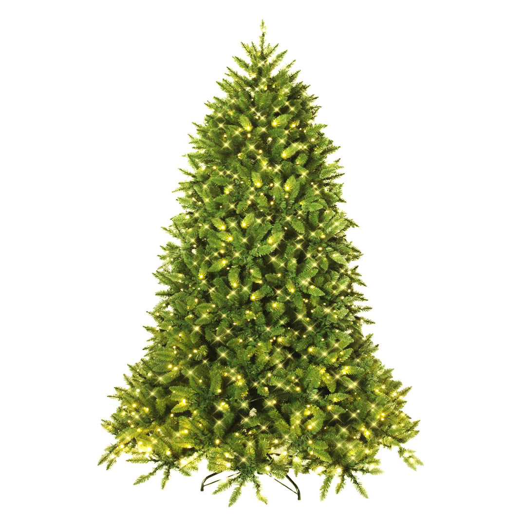 6ft Pre-lit PVC Christmas Fir Tree Hinged 8 Flash Modes w/ 650 LED Light Image 1