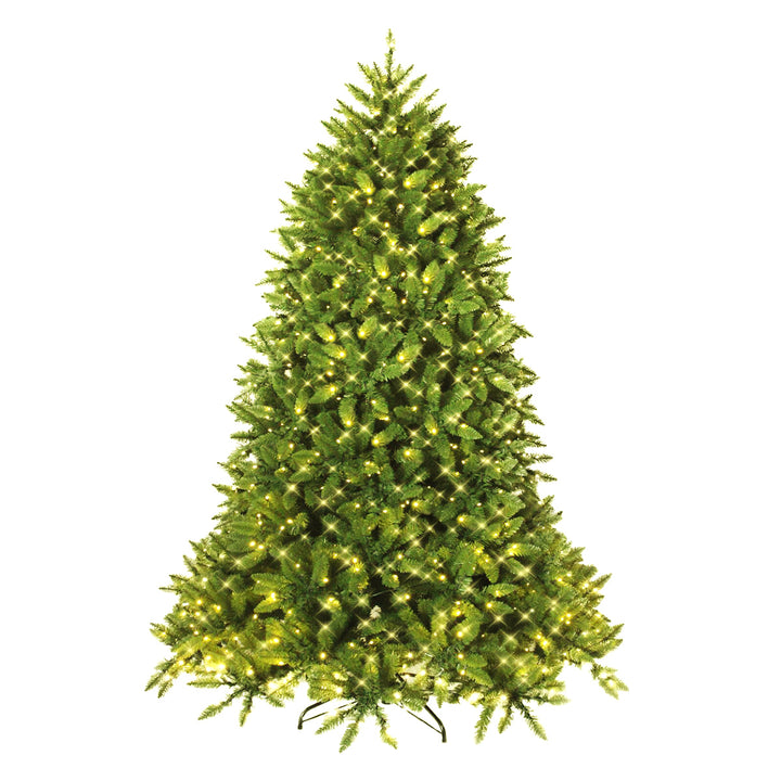 6ft Pre-lit PVC Christmas Fir Tree Hinged 8 Flash Modes w/ 650 LED Light Image 1