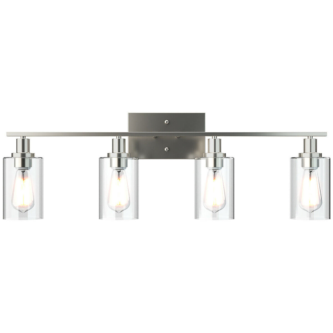 4-Light Wall Sconce Modern Bathroom Vanity Light Fixtures w/ Clear Glass Shades Image 1