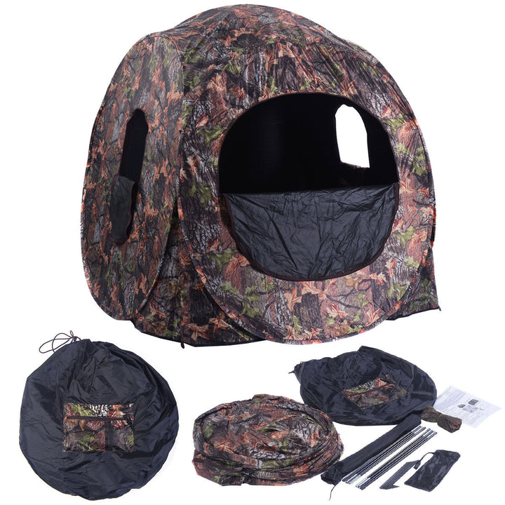 Portable Hunting Blind Pop Up Ground Camo Weather Resistant Hunting Enclosure Image 1