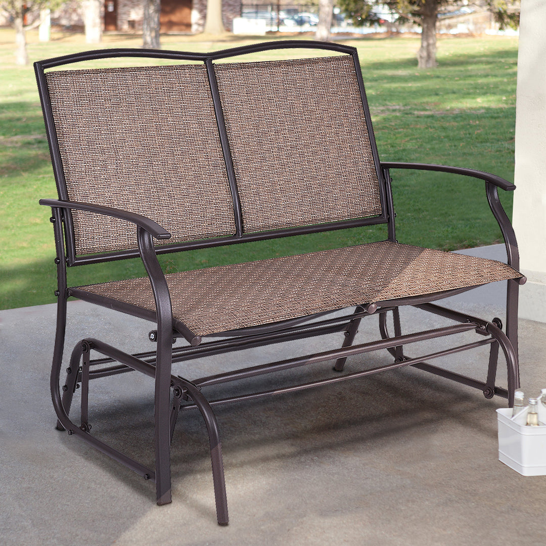 Patio Glider Rocking Bench Double 2 Person Chair Loveseat Armchair Backyard Image 1