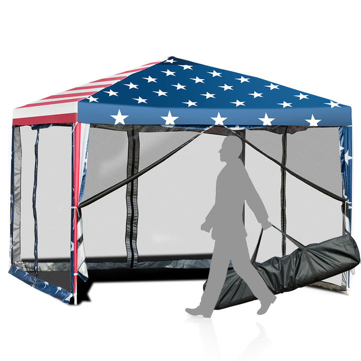 10x10 Folding Pop Up Tent Gazebo Canopy Mesh Sidewall Image 1