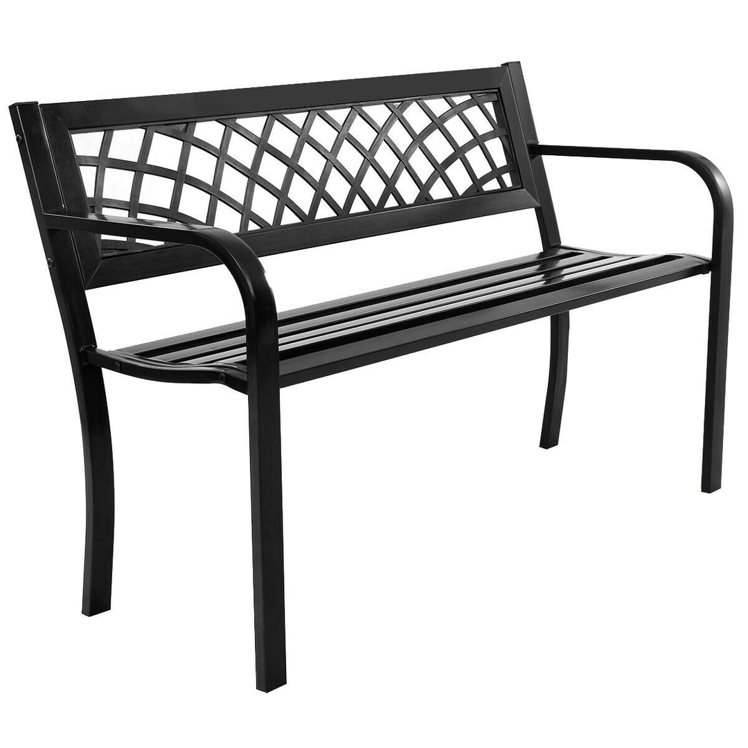 Patio Park Garden Bench Porch Path Chair Outdoor Deck Steel Frame Image 1