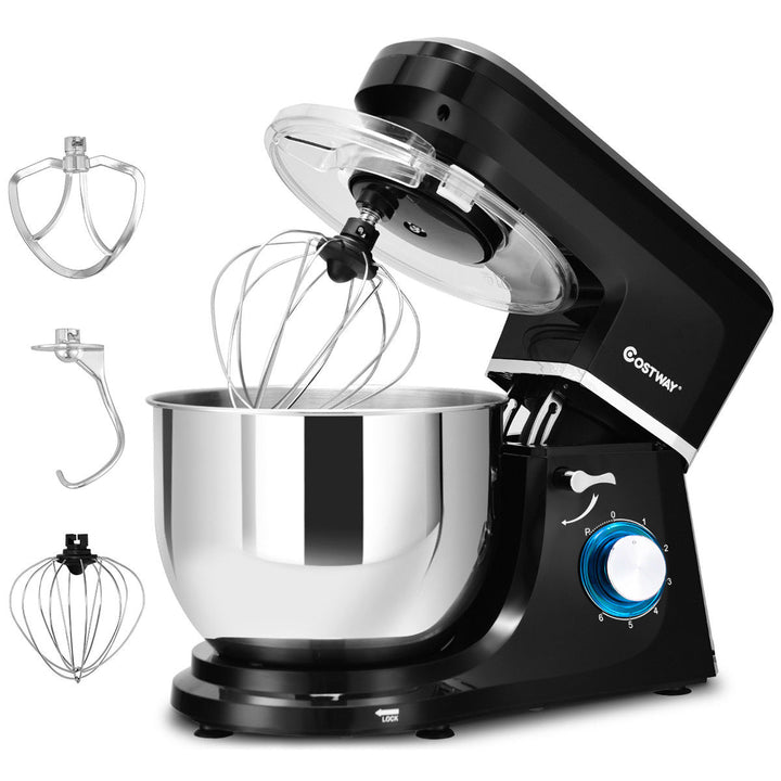 Tilt-Head Stand Mixer 7.5 Qt 6 Speed 660W with Dough Hook, Whisk and Beater Black Image 7