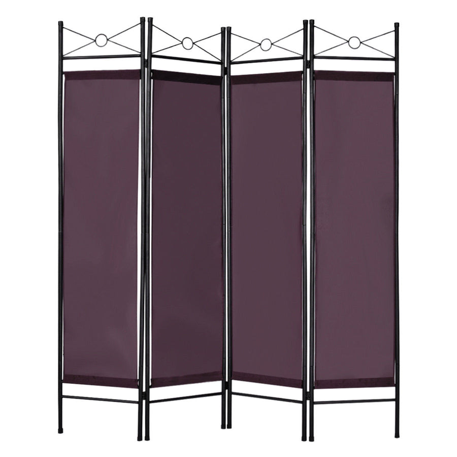 Costway 4 Panel Room Divider Privacy Screen Home Office Fabric Metal Frame Image 1