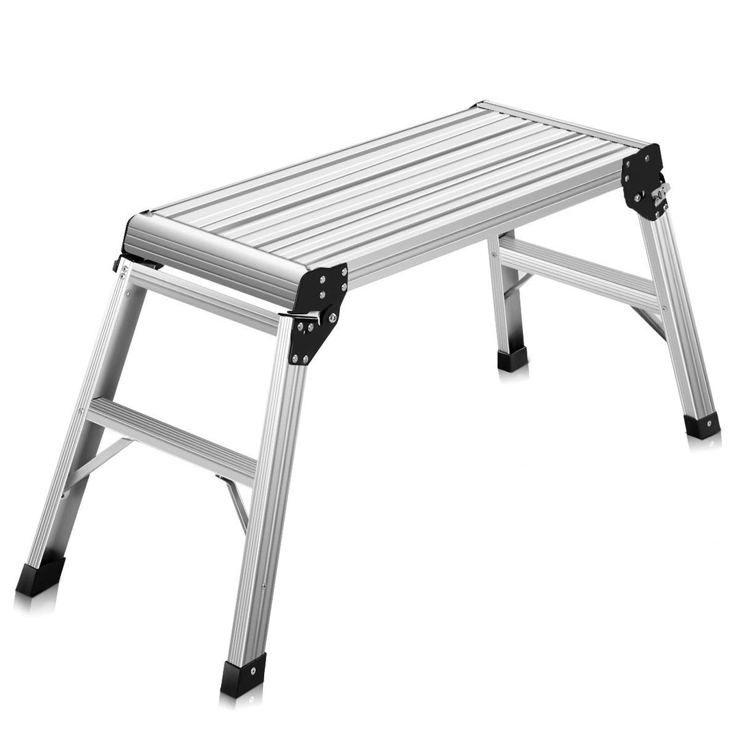 HD EN131 Aluminum Platform Drywall Step Up Folding Work Bench Stool Ladder Image 1