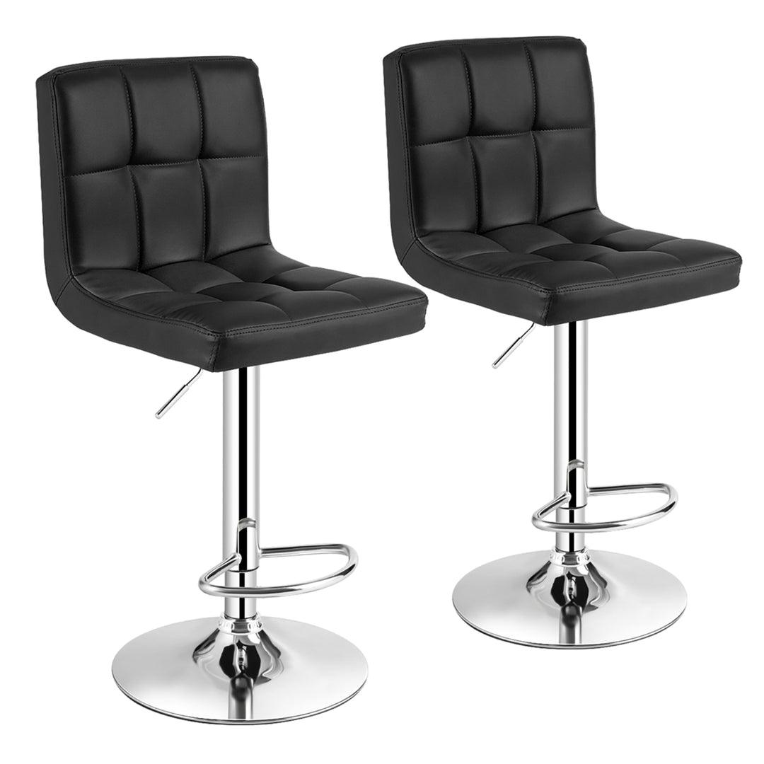 Costway Set of 2 Adjustable Bar Stools PU Leather Swivel Kitchen Counter Pub Chair Image 1