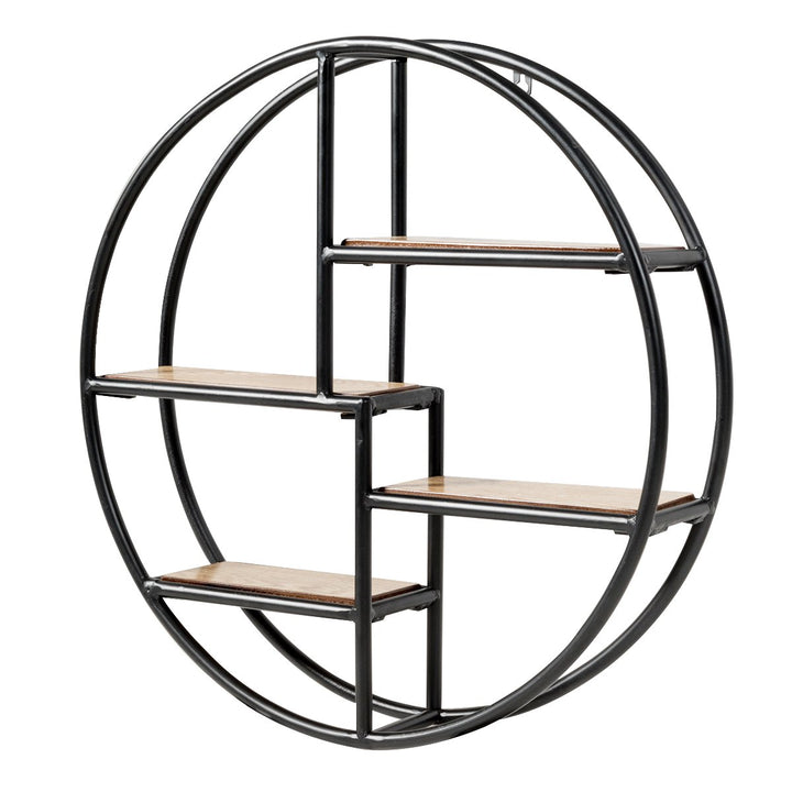 Hanging Storage Shelf Round Circular Wall-Mounted 4-Tier Rack Room Decoration Image 1