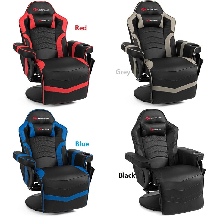 Goplus Massage Gaming Recliner Reclining Racing Chair Swivel BlackGrayBlueRed Pink Image 1