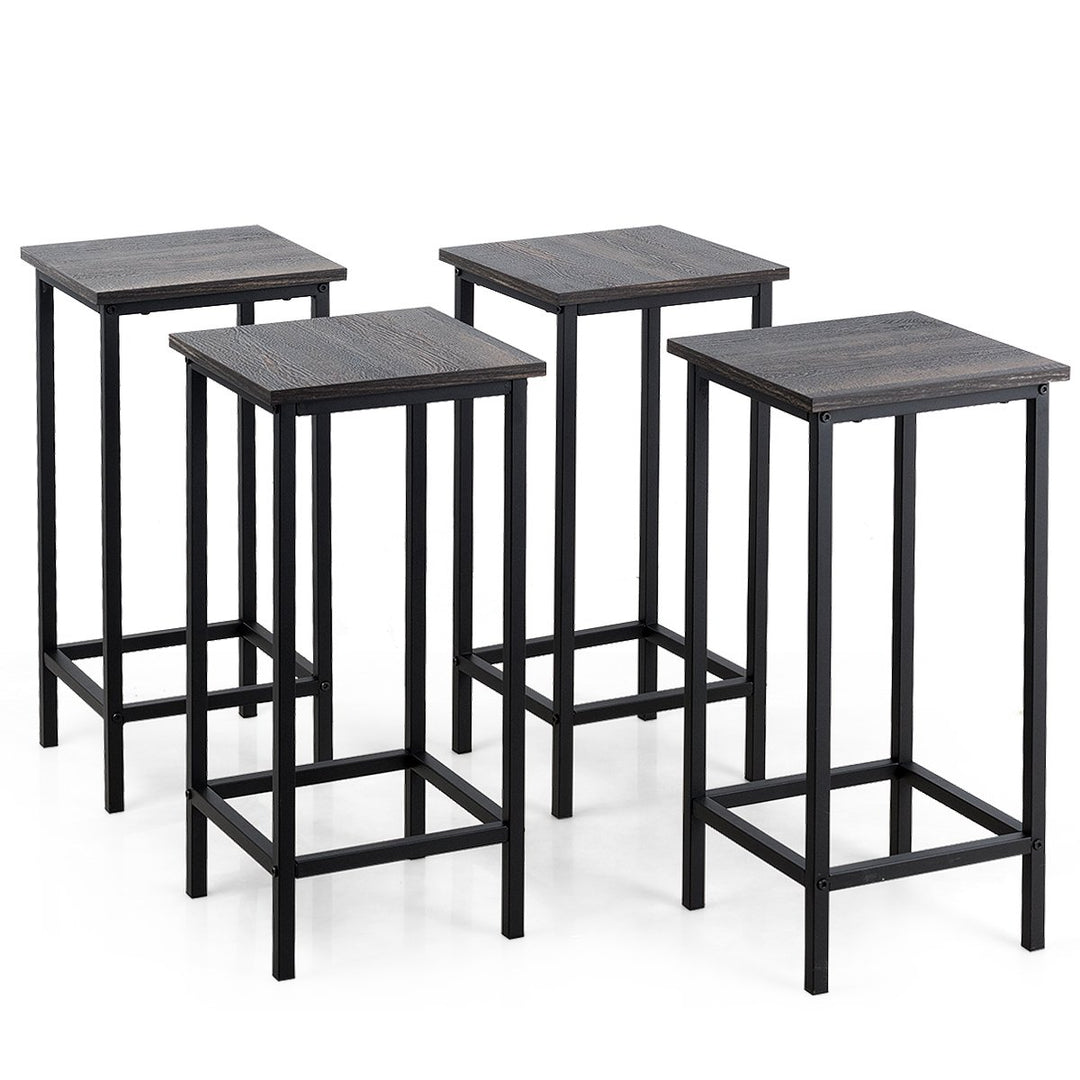 Set of 4 Bar Stools 24 Counter Height Backless Dining Stools Wood Image 1