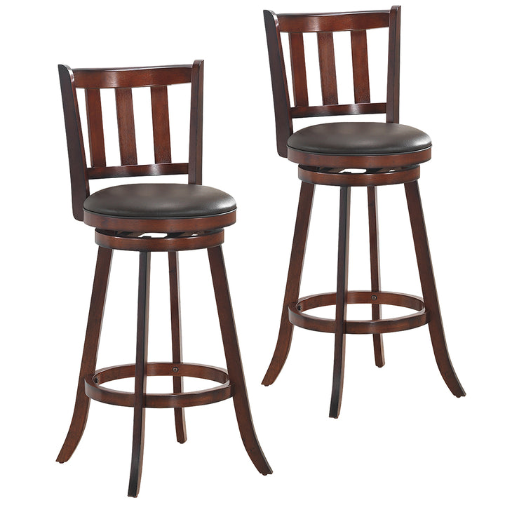 Set of 2 29.5 Swivel Bar stool Leather Padded Dining Kitchen Pub Bistro Chair High Back Image 1