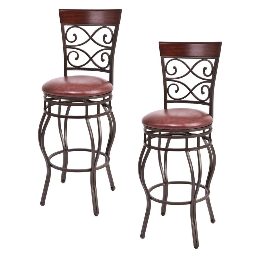 Set of 2 Vintage Bar Stools 30" Swivel Padded Seat Bistro Dining Kitchen Pub Chair Image 1