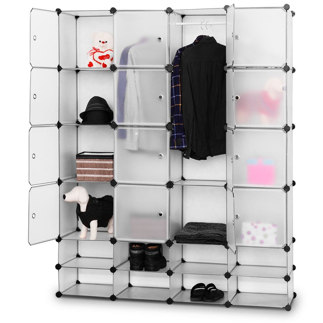 DIY 24 Cube Portable Clothes Wardrobe Cabinet Closet Storage Organizer W/Doors Image 1