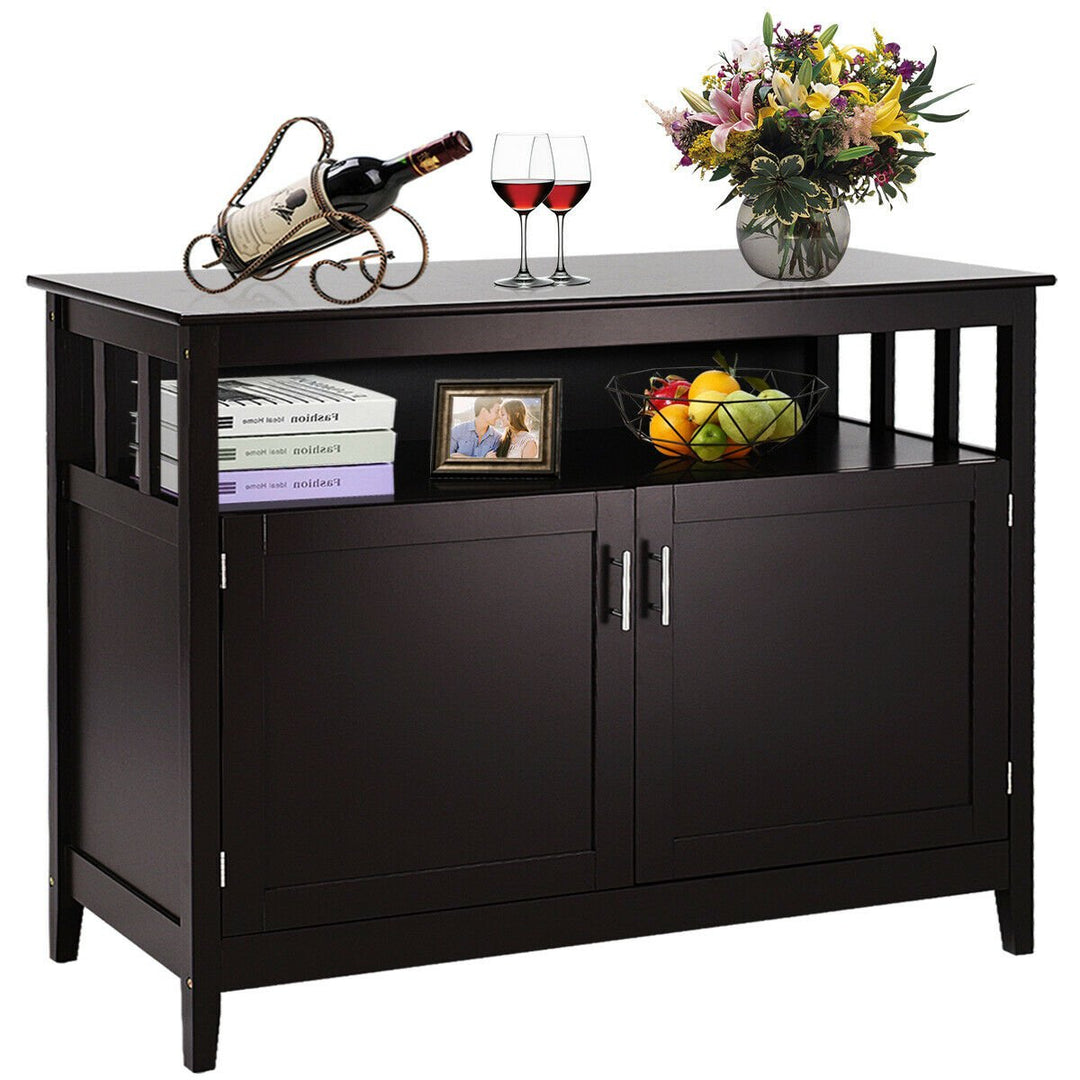 Modern Kitchen Storage 36" Height Cabinet Buffet Server Table Sideboard Dining Wood Brown Image 1