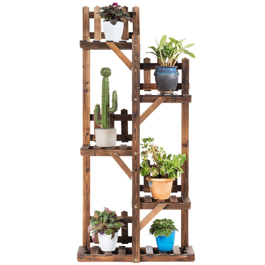 5-Tier Flower Rack Wood Plant Stand 6 Pots Display Shelf Multifunctional Rack Image 1