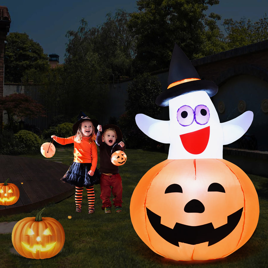 5 Ft Halloween Blow-up Inflatable Ghost in Pumpkin w/ LED Bulb Yard Decoration Image 1