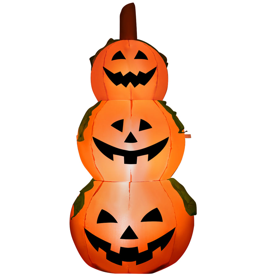 5 Ft Halloween Inflatable 3-Pumpkin Stack Blow Up Pumpkin Ghost Yard Decoration Image 1