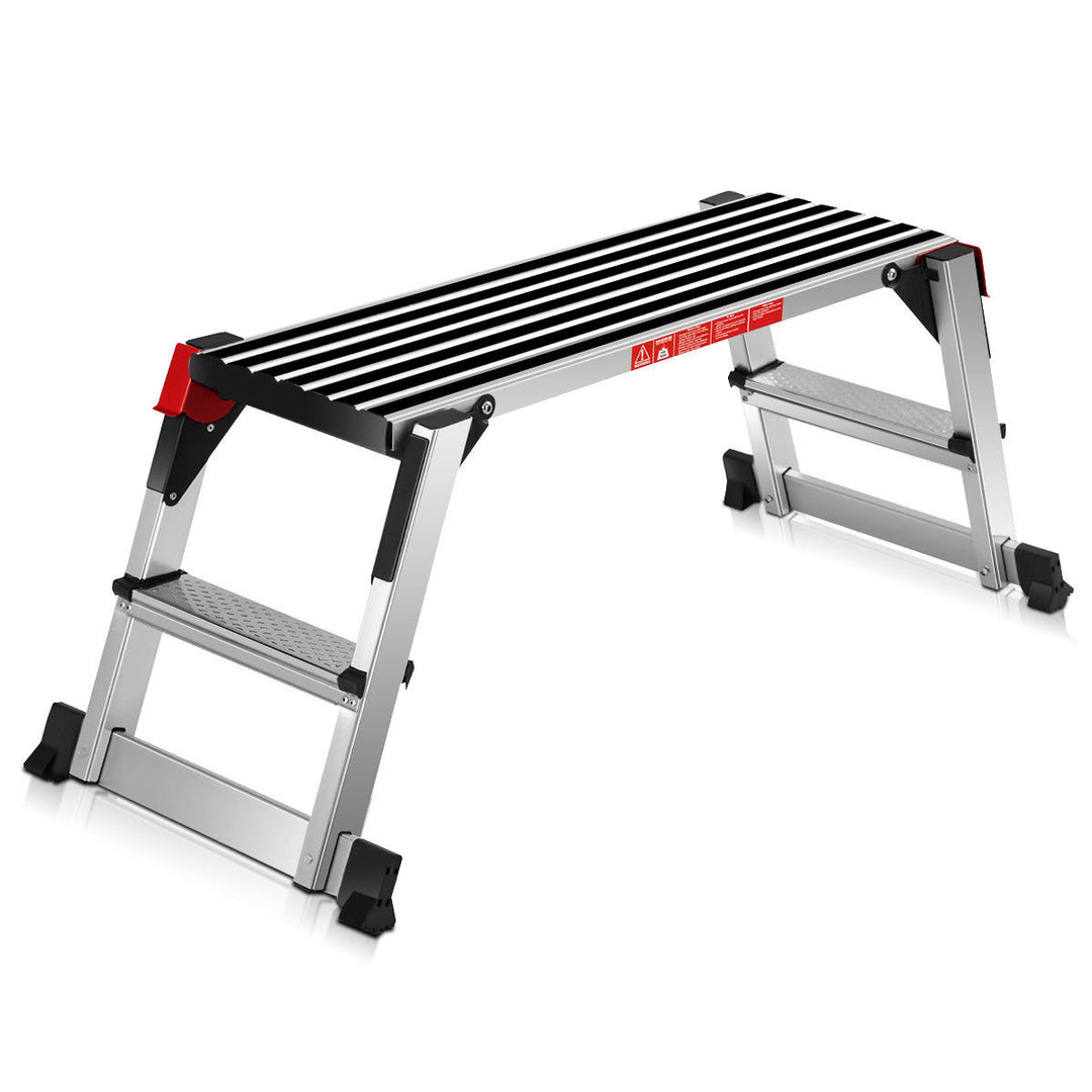 330lbs Aluminum Step Stool Folding Bench Work Platform Non-slip Drywall Ladder Image 1